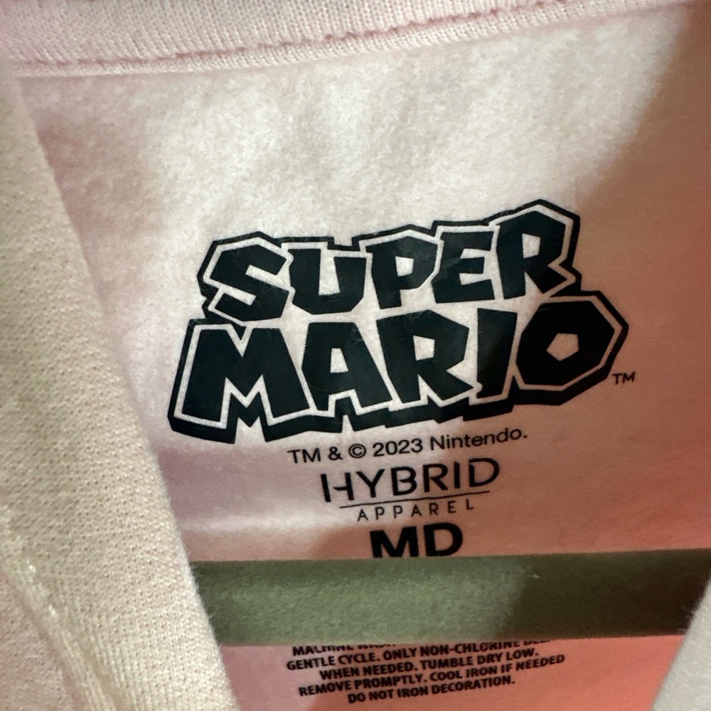 Hybrid Apparel Super Mario Princess Peach Pink Hoodie Size Medium Big & Tall - Picture 2 of 2